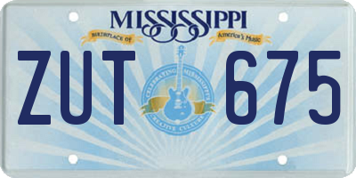 MS license plate ZUT675