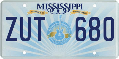 MS license plate ZUT680