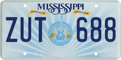MS license plate ZUT688