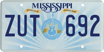 MS license plate ZUT692