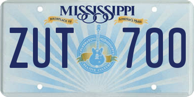 MS license plate ZUT700