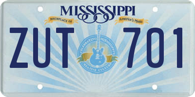 MS license plate ZUT701