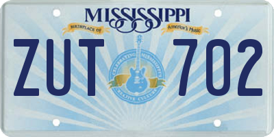 MS license plate ZUT702