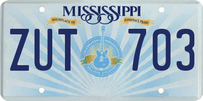 MS license plate ZUT703