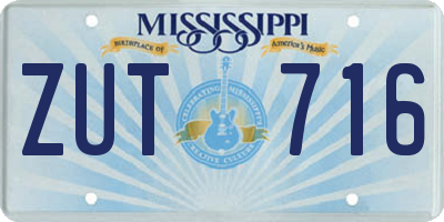 MS license plate ZUT716