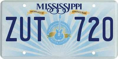 MS license plate ZUT720