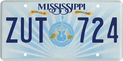 MS license plate ZUT724