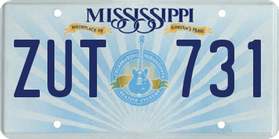 MS license plate ZUT731