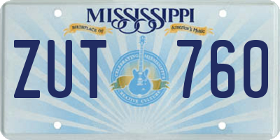 MS license plate ZUT760