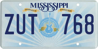 MS license plate ZUT768