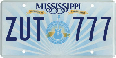 MS license plate ZUT777