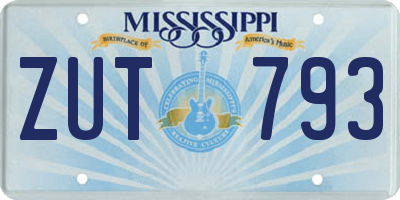 MS license plate ZUT793
