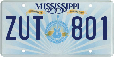 MS license plate ZUT801