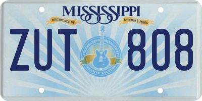 MS license plate ZUT808