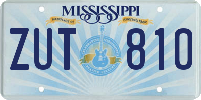MS license plate ZUT810