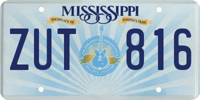 MS license plate ZUT816
