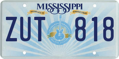 MS license plate ZUT818