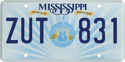 MS license plate ZUT831