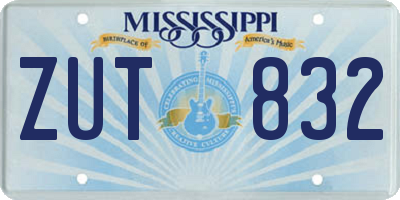 MS license plate ZUT832
