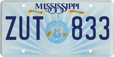 MS license plate ZUT833