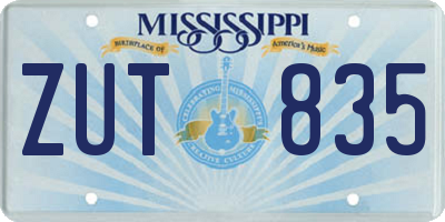 MS license plate ZUT835