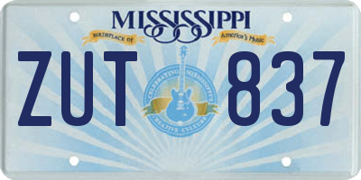 MS license plate ZUT837