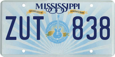 MS license plate ZUT838