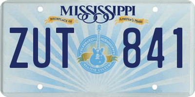 MS license plate ZUT841