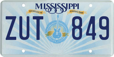 MS license plate ZUT849