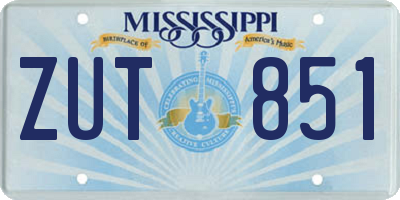 MS license plate ZUT851