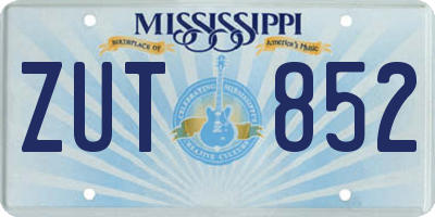 MS license plate ZUT852