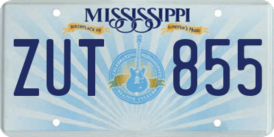 MS license plate ZUT855