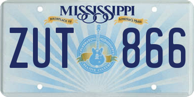 MS license plate ZUT866