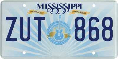 MS license plate ZUT868