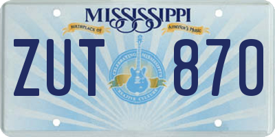 MS license plate ZUT870