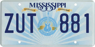 MS license plate ZUT881