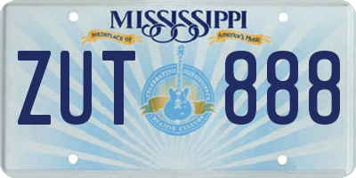 MS license plate ZUT888