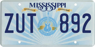 MS license plate ZUT892