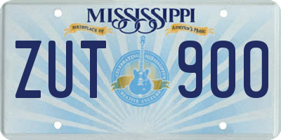 MS license plate ZUT900