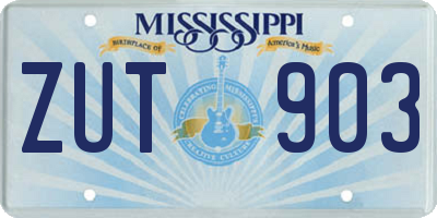 MS license plate ZUT903