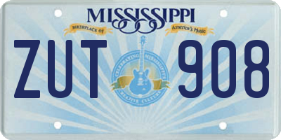 MS license plate ZUT908
