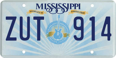 MS license plate ZUT914