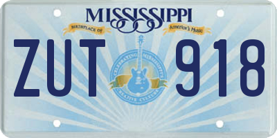 MS license plate ZUT918