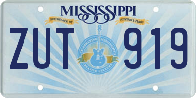 MS license plate ZUT919