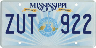MS license plate ZUT922
