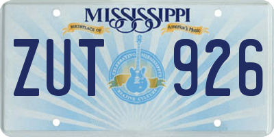 MS license plate ZUT926