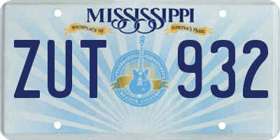 MS license plate ZUT932