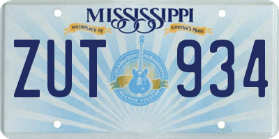 MS license plate ZUT934