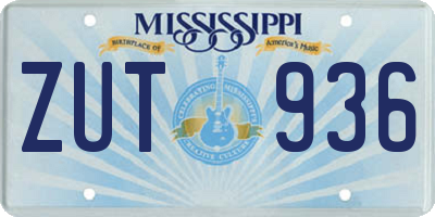 MS license plate ZUT936