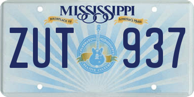 MS license plate ZUT937